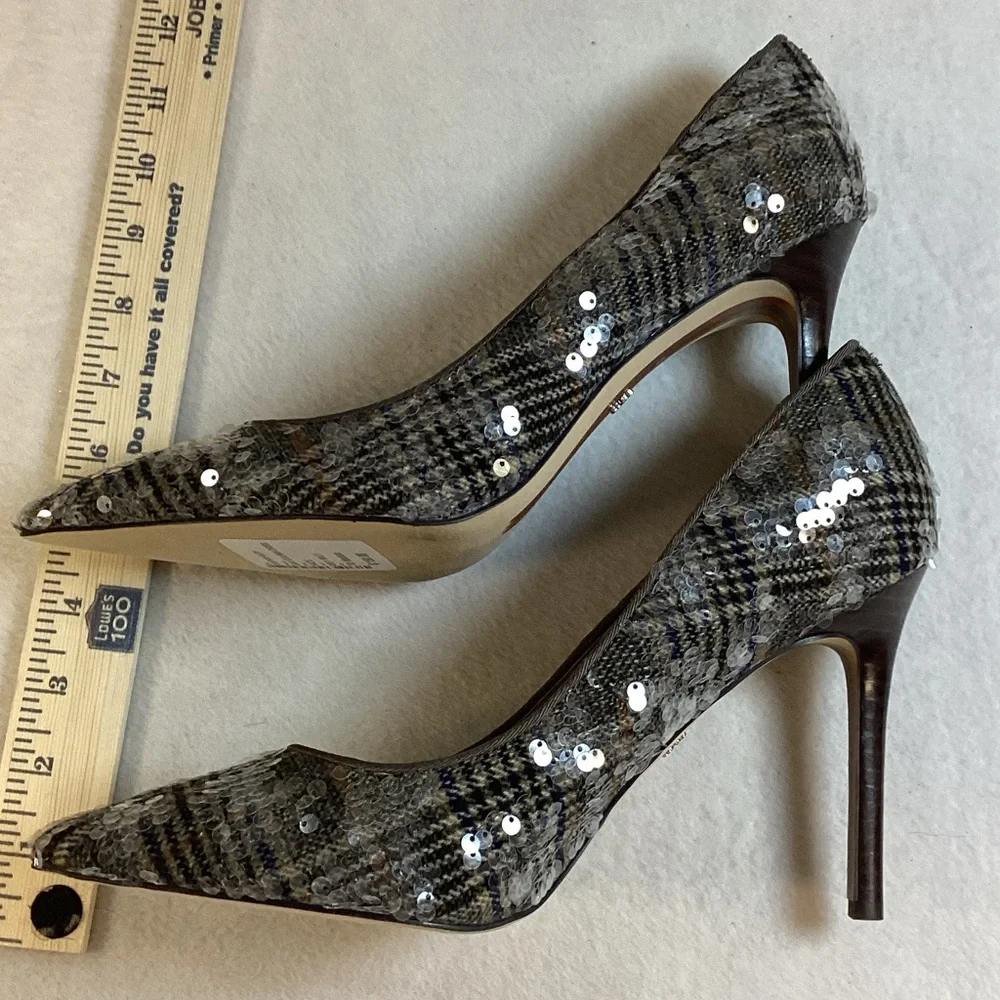 Sam Edelman Sequin Plaid Heels - Picture 1 of 5